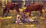 Theodore Robinson Watching the Cows painting